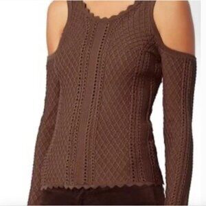 ** Ronny Kobo Brown Cold Shoulder Knit Sweater Small